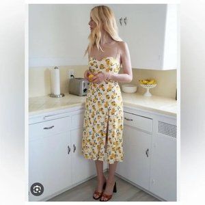 Reformation Juliette Lemon Drop White Yellow Dress